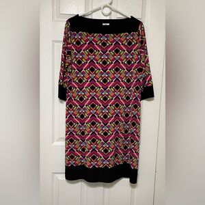 Emma & Michele Pink and Black Sheath Dress with Crew Neck